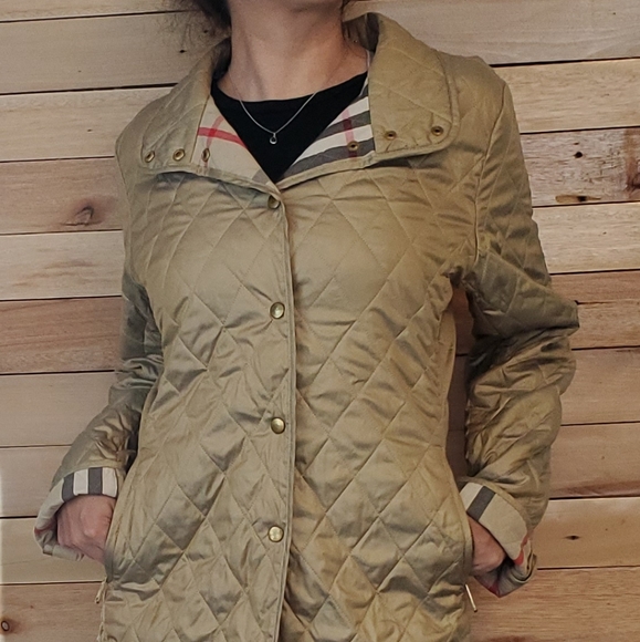 Burberry Jackets & Blazers - Burberry Gold Quilted Puffer Button Jacket